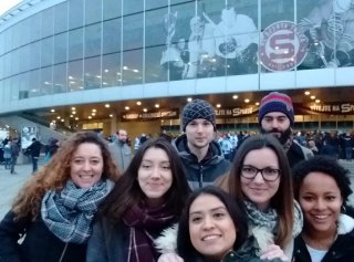 Exchange Students at Ice Hockey Match