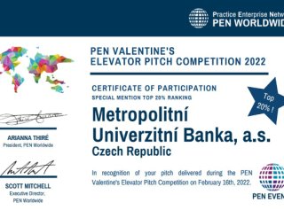Úspěšná účast týmu naší MUBanky na PEN Valentine's Trading Week + Elevator Pitch Competition 14. – 16. 2. 2022